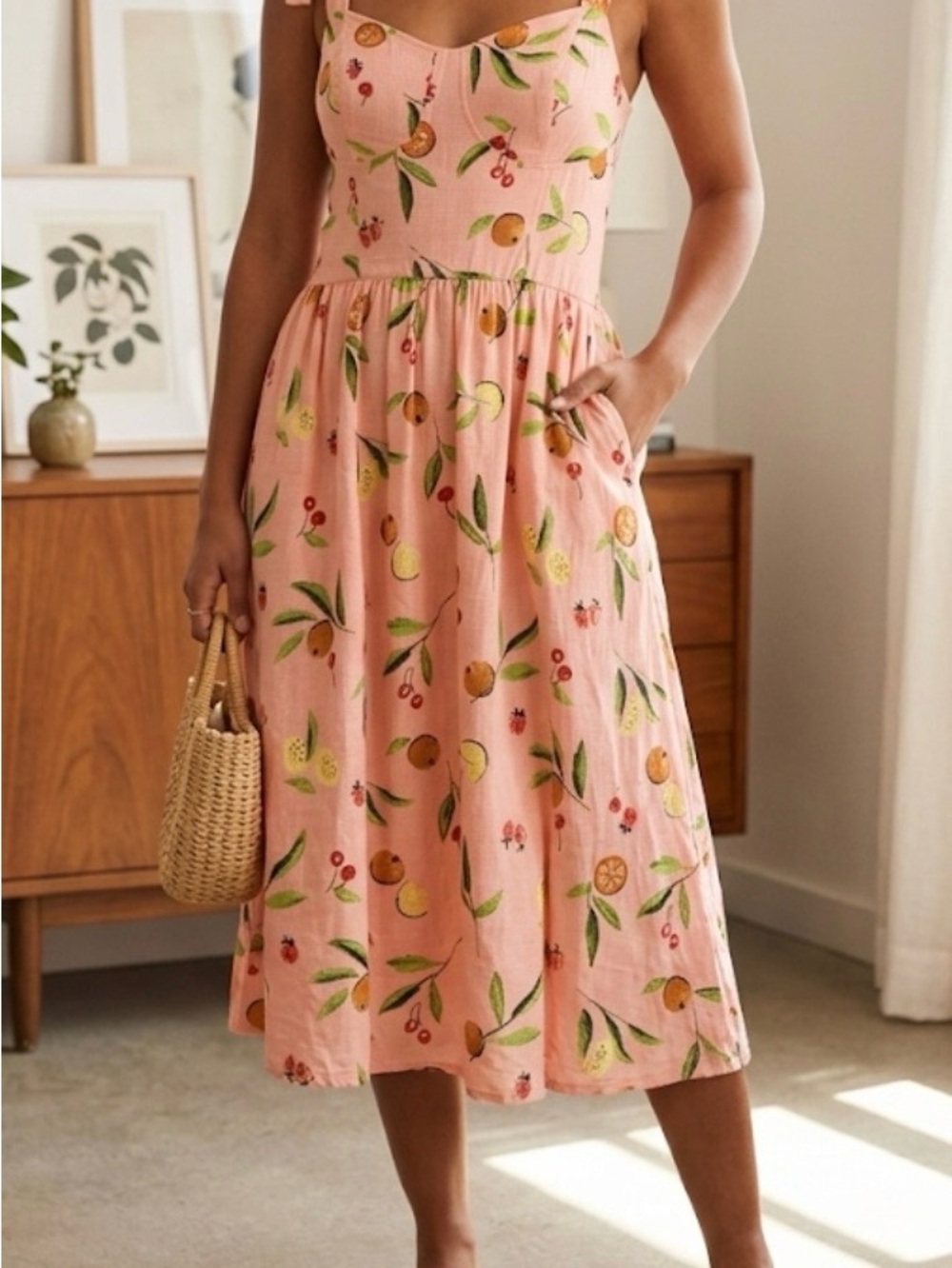 Pinkish Fruit Print Sundress